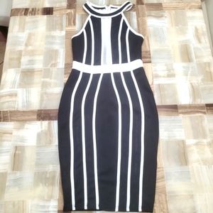 Sexy Fitted B&W Midi Dress| Medium